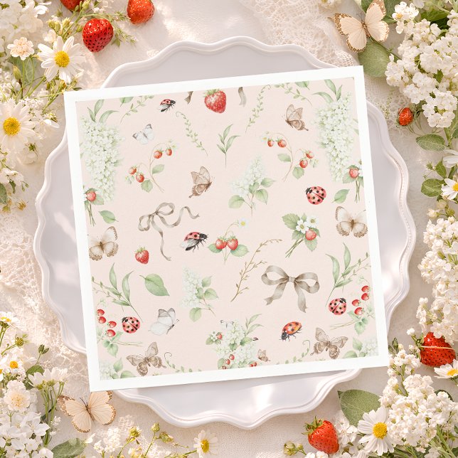 Guardanapo De Papel Borboleta Morango Flor Silvestre (Criador carregado)