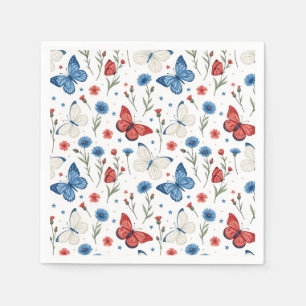 Guardanapo De Papel Borboleta Patriótica e Padrão Floral