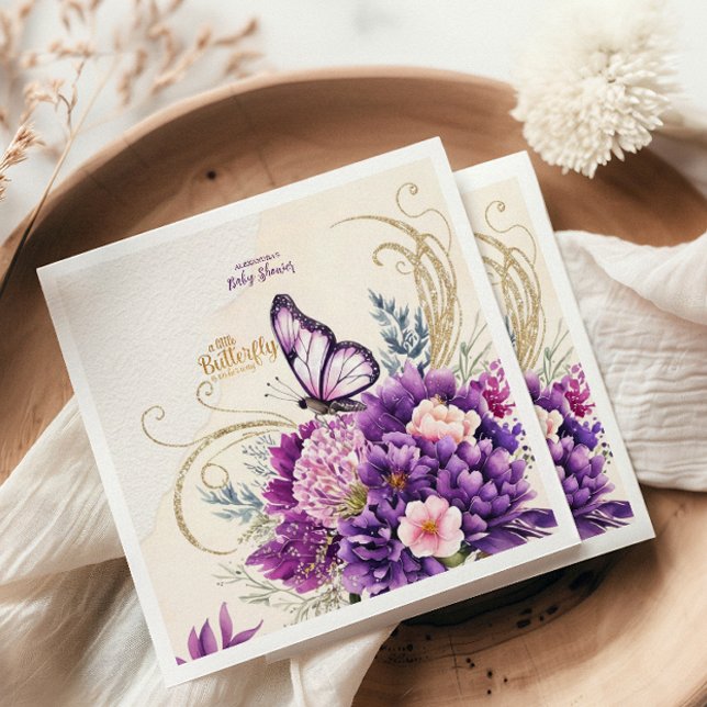 Guardanapo De Papel Borboleta Puro Floral Rosa Chá de fraldas (Criador carregado)