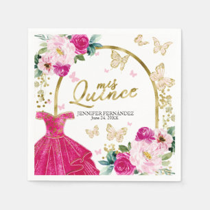 Guardanapo De Papel Borboleta Quinceanera Napkins Vestido Floral 