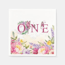 Guardanapo De Papel Borboleta Rosa Aquarela Floral Aniversário Um