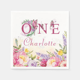 Guardanapo De Papel Borboleta Rosa Aquarela Floral Aniversário Um