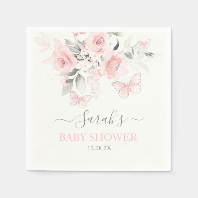 Guardanapo De Papel Borboleta Rosa Nápoles Floral (Frente)