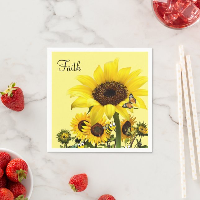 Guardanapo De Papel Borboleta Sunflower Bumblebee Paper Napkins (Insitu)