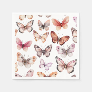 Guardanapo De Papel Borboletas Aquarela Chá de fraldas Branca