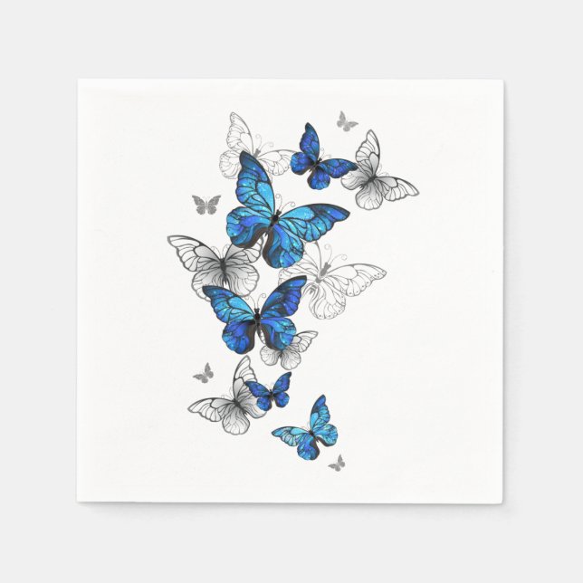 Guardanapo De Papel Borboletas Azuis Morpho (Frente)