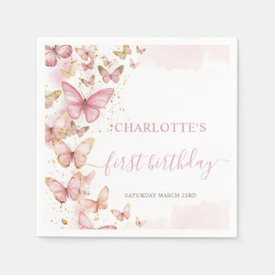 Guardanapo De Papel Borboletas bonito cor-de-rosa 1rua segundo 3° 5 An