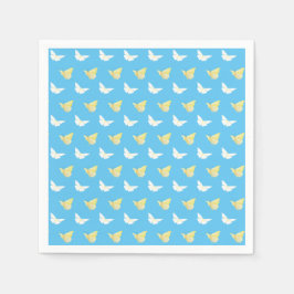 Guardanapo De Papel Borboletas brancas e amarelas claras voando azuis