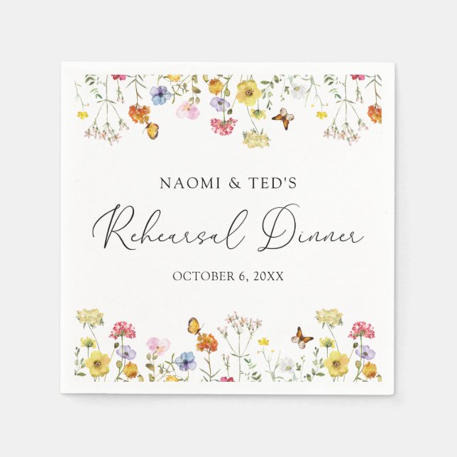 Guardanapo De Papel Borboletas de flor selvagem Janto de ensaio Boho (Frente)