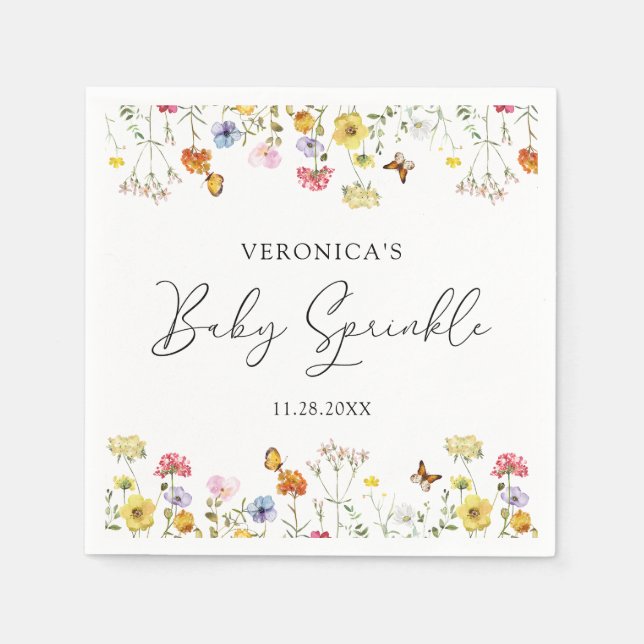 Guardanapo De Papel Borboletas de Flores Silvestres Infantil Boho Spri (Frente)