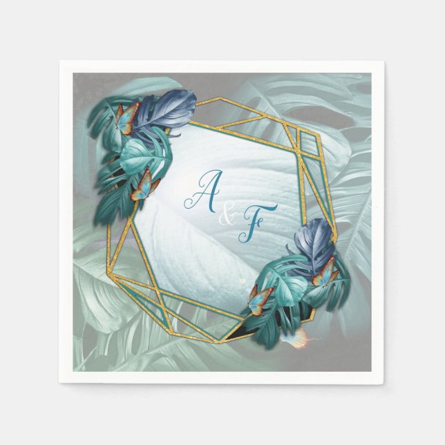 Guardanapo De Papel Borboletas de Paraíso/Turquesa Tropical Splash (Frente)