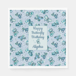 Guardanapo De Papel Borboletas Doodle Bugs - azul - aniversário de cri