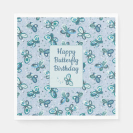 Guardanapo De Papel Borboletas Doodle Bugs - azul - aniversário de cri