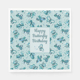 Guardanapo De Papel Borboletas Doodle Bugs - turquesa - aniversário.