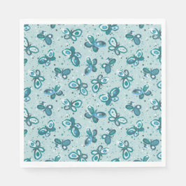 Guardanapo De Papel Borboletas Doodle Bugs - turquesa - festa infantil