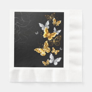 Guardanapo De Papel Borboletas Douradas e brancas