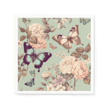 Borboletas e flores ω ε υ decoração verde clara