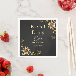 Guardanapo De Papel Borboletas Elegantes Negras Casando Napkins