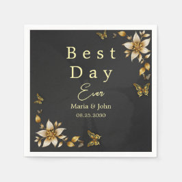 Guardanapo De Papel Borboletas Elegantes Negras Casando Napkins