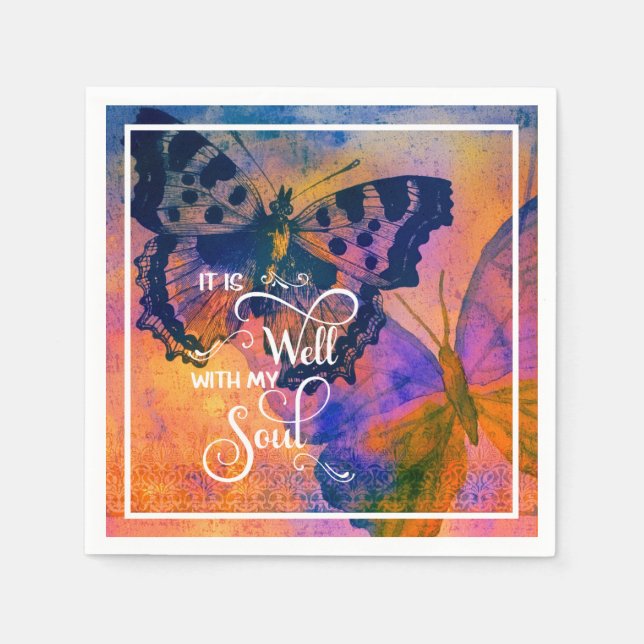 Guardanapo De Papel Borboletas Está bem  (Frente)