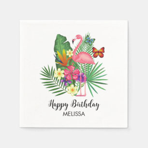 Guardanapo De Papel Borboletas Tropicais Flamingo Flóridas Aniversário