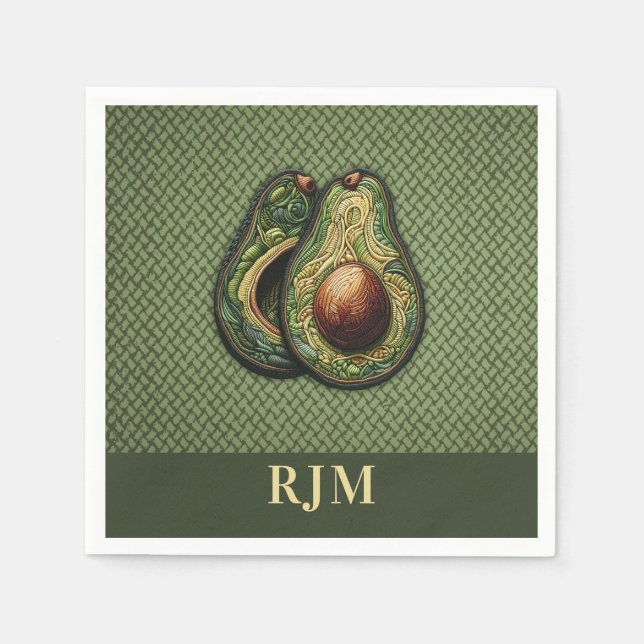 Guardanapo De Papel Bordado do Faux do Avocado Lover (Frente)