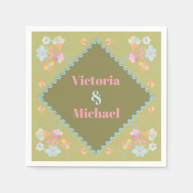 Guardanapo De Papel Bordados Coloridos do Mod (Frente)