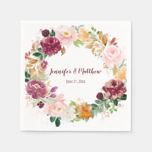 Guardanapo De Papel Borgonha Mauve Blush Saffron Amarelo Blooms Russos