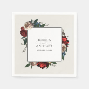 Guardanapo De Papel Borgonha Wedding floral Luxe vermelha e