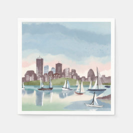 Guardanapo De Papel Boston Harbor | Boston Massachusetts Watercolor