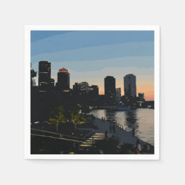 Guardanapo De Papel Boston Seaport Sunset City Skyline