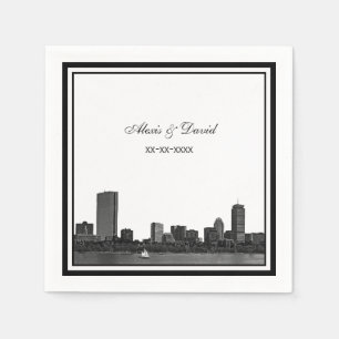 Guardanapo De Papel Boston Skyline Encheu Casamento L