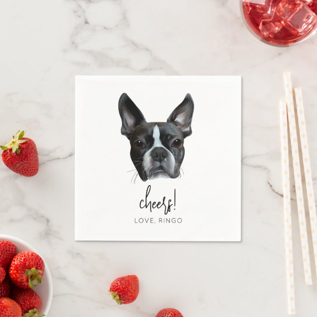Guardanapo De Papel Boston Terrier Custom Dog Wedktail Napkins (Insitu)