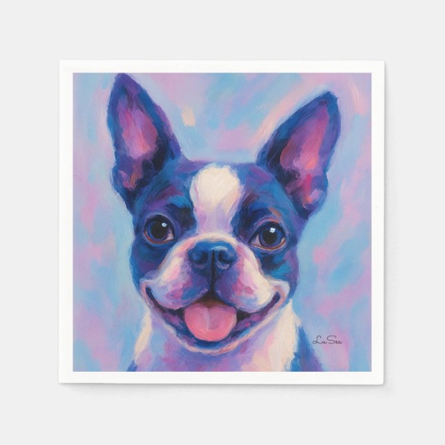 Guardanapo De Papel Boston Terrier Tea Party Napkins (Frente)