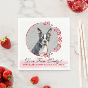 Guardanapo De Papel Boston Terrier Wedding Napkins Com Foto De Cães