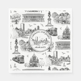 Guardanapo De Papel Boston Toile (Ed. Aniversário) Preto/Branco