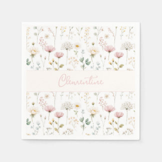 Guardanapo De Papel Botânica Flor Silvestre Nome Personalizado Rosa Po