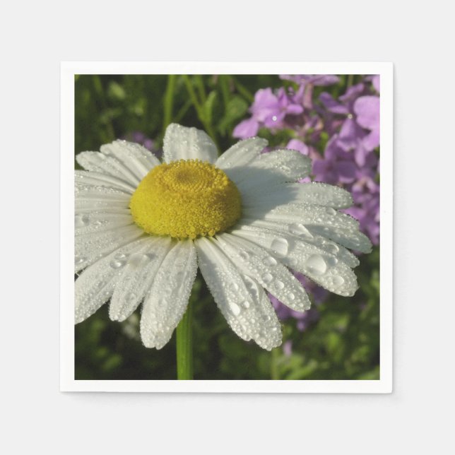 Guardanapo De Papel Botânica Margarida e Lilás de Verão (Frente)