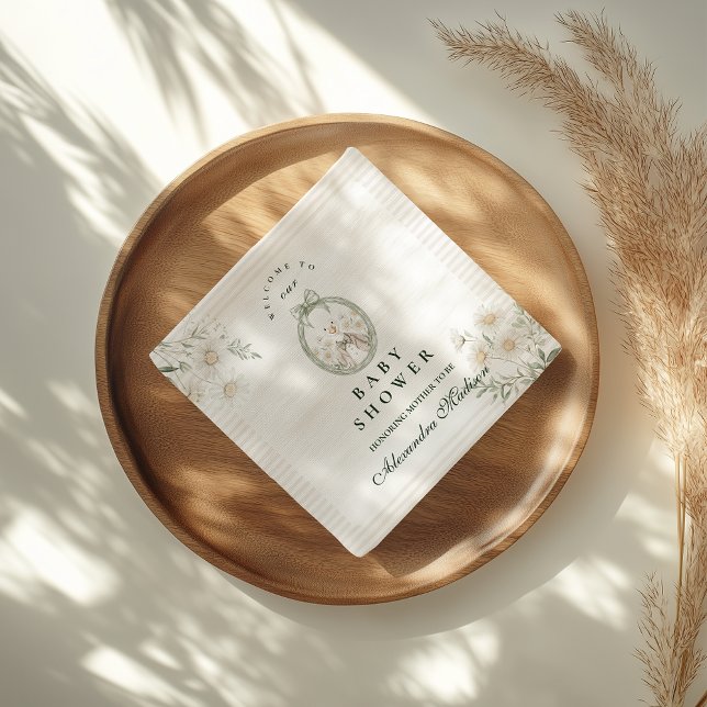 Guardanapo De Papel Botanical Gingham Silly Goose Baby Shower (Criador carregado)