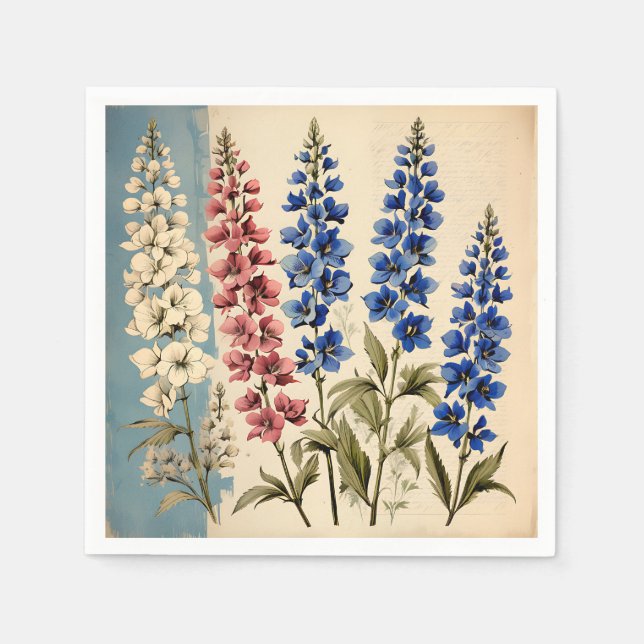 Guardanapo De Papel Botânico Rustic Delphinium (Frente)
