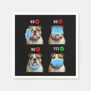 Guardanapo De Papel Botão da Máscara Vista Direita do Buldogue Inglês