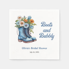 Guardanapo De Papel Botas Azuis e Brinde Azul Festa de Noivado Western