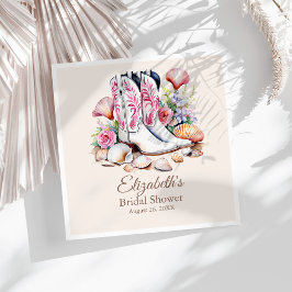 Guardanapo De Papel Botas Boho Rosa Cowgirl Costeira Chá de Noiva