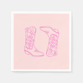 Guardanapo De Papel Botas de Cowgirl Barbie Rosa de Solteira