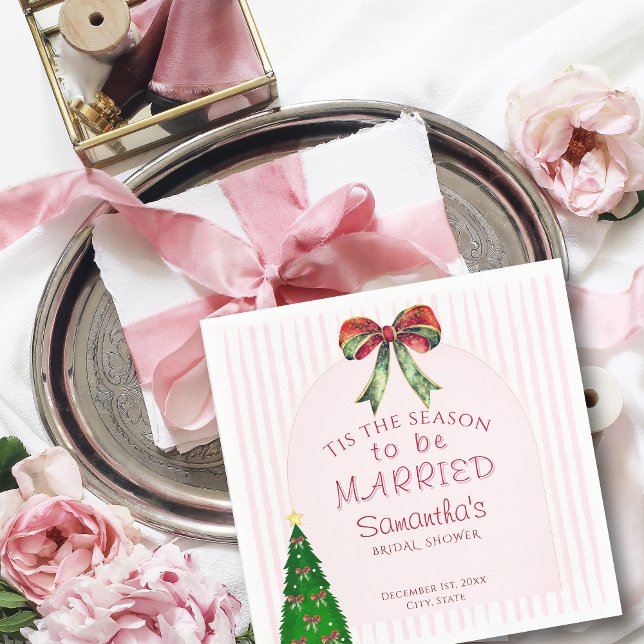 Guardanapo De Papel Bow Tis The Season To Be Married Bridal Shower (Bow Tis The Season To Be Married Bridal Shower Festive Napkins Wedding Rehearsal Dinner Serviettes)