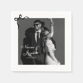 Guardanapo De Papel Bow Vintage Script Custom Photo Wedding