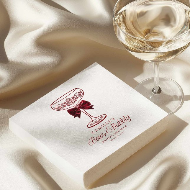 Guardanapo De Papel Bows and Bubbly Bridal Shower Napkins (Elegant Bows and Bubbly Bridal  Shower)