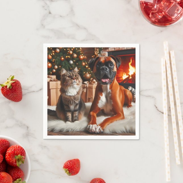 Guardanapo De Papel Boxer Dog e Cat Christmas (Insitu)