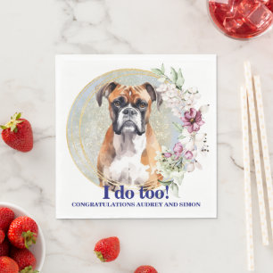 Guardanapo De Papel Boxer Dog Wedding Napkins com Cães Foto