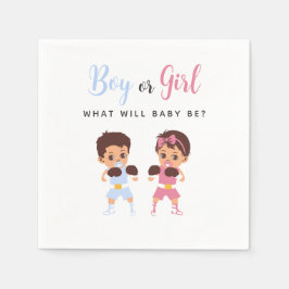 Guardanapo De Papel Boxing Baby Pink or Blue Gender Reveal Napkins